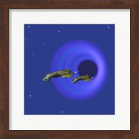 Two Spacecraft Come Through a Wormhole in Space Fine Art Print