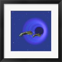 Two Spacecraft Come Through a Wormhole in Space Fine Art Print
