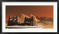 Spacecraft Fly Near An Installation Habitat On the Planet Mars in the Future Fine Art Print