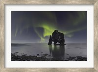 Northern Lights Over Hvitserkur, a Spectacular Rock Formation in Iceland Fine Art Print