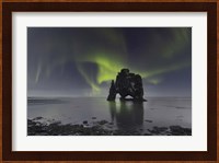 Northern Lights Over Hvitserkur, a Spectacular Rock Formation in Iceland Fine Art Print