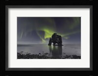 Northern Lights Over Hvitserkur, a Spectacular Rock Formation in Iceland Fine Art Print