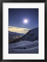 Moon Above the Snow-Covered Alborz Mountain Range in Iran Fine Art Print
