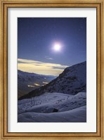 Moon Above the Snow-Covered Alborz Mountain Range in Iran Fine Art Print