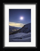 Moon Above the Snow-Covered Alborz Mountain Range in Iran Fine Art Print