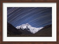 Star Trails Above the Highest Peak and Sheer North Face of the Himalayan Mountains Fine Art Print