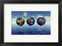 Three Views of the Earth, Showing Different Continents Fine Art Print