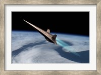An Unmanned Scramjet Flys Toward Outer Space Near the Edge of Earth's Atmosphere Fine Art Print