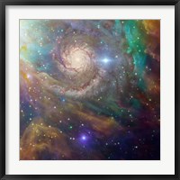 Spiral Galaxy in a Colorful Deep Space Scene Fine Art Print