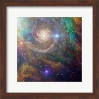 Spiral Galaxy in a Colorful Deep Space Scene Fine Art Print