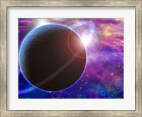 Planet and Cosmos Rising Sun in Vivid Space Fine Art Print