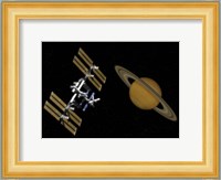 The International Space Station Transits Near Saturn Fine Art Print