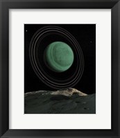 Uranus Is Seen Above the Skies of a Passing Asteroid Fine Art Print