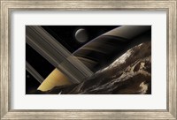 A Passing Comet Makes a Close Flypast of Saturn and Two of Its Moons Fine Art Print