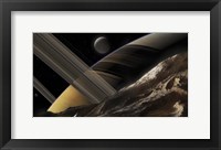 A Passing Comet Makes a Close Flypast of Saturn and Two of Its Moons Fine Art Print