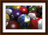 Pool Table With Balls and One of Them As Planet Earth Fine Art Print