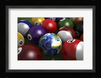 Pool Table With Balls and One of Them As Planet Earth Fine Art Print