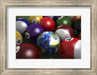 Pool Table With Balls and One of Them As Planet Earth Fine Art Print