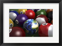Pool Table With Balls and One of Them As Planet Earth Fine Art Print