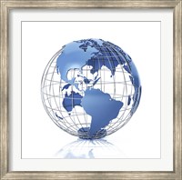 3D Stylized Earth Globe With Metal Grid, Americas View Fine Art Print