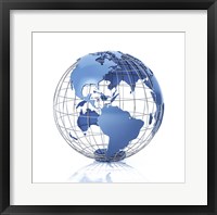 3D Stylized Earth Globe With Metal Grid, Americas View Fine Art Print