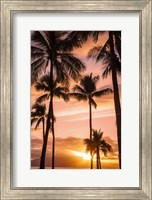 Palm Trees At Sunset Of Maui, Hawaii Fine Art Print