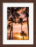 Palm Trees At Sunset Of Maui, Hawaii Fine Art Print