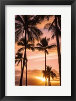 Palm Trees At Sunset Of Maui, Hawaii Fine Art Print