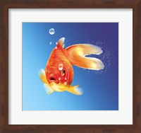 Goldfish With Water Bubbles Fine Art Print