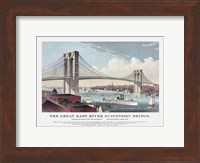 Currier & Ives illustration of the Brooklyn Bridge after completion in 1883 Fine Art Print
