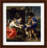 Shepherd Faustulus presenting infants Romulus and Remus to his Wife Fine Art Print