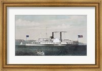 Steamboat Isaac Newton passing the Palisades on the Hudson River, circa 1855 Fine Art Print