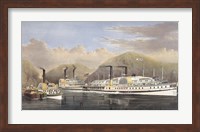 American Steamboats on the Hudson River passing the Highlands, 1874 Fine Art Print