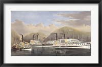 American Steamboats on the Hudson River passing the Highlands, 1874 Fine Art Print