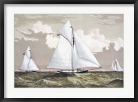 The America Cup sloop yachts Mischief and Atalanta engaged in a race, circa 1881 Fine Art Print
