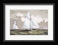 The America Cup sloop yachts Mischief and Atalanta engaged in a race, circa 1881 Fine Art Print