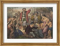 Christopher Columbus among Indians in the New World Fine Art Print