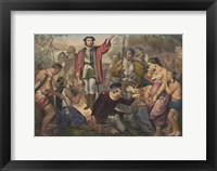 Christopher Columbus among Indians in the New World Fine Art Print