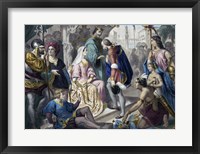 Christopher Columbus Greeted by King Ferdinand and Queen Isabella on his return to Spain Fine Art Print
