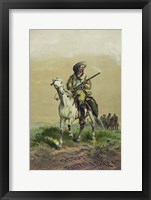 Buffalo Bill on horseback, holding Smoking Rifle Framed Print