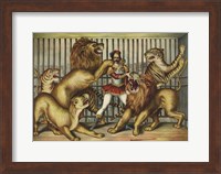 Lion Tamer in Cage with Lions and Tigers Fine Art Print