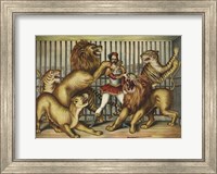 Lion Tamer in Cage with Lions and Tigers Fine Art Print