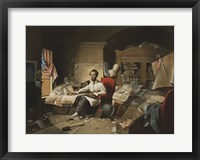 President Lincoln, writing the Proclamation of Freedom, January 1, 1863 Fine Art Print