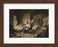 President Lincoln, writing the Proclamation of Freedom, January 1, 1863 Fine Art Print