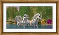 Unicorns Cool Off in a Summer Stream Fine Art Print