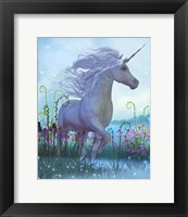 White Unicorn Stallion in a Garden Full of Flowers and Plants Fine Art Print