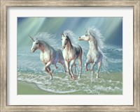 Herd of Unicorns Gallop Through the Waves Fine Art Print