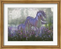 Adult and Baby Unicorn in a Field of Flowers Fine Art Print