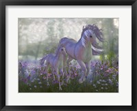 Adult and Baby Unicorn in a Field of Flowers Fine Art Print