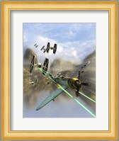 WW II P-47 Thunderbolt Being Chased By Some Tie Fighters of Star Wars Fine Art Print